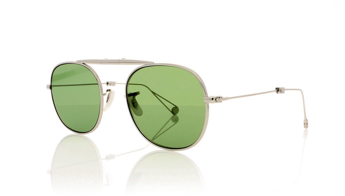 Garrett Leight Van Buren M 4008 SV/GRN Silver Sunglasses - Angle